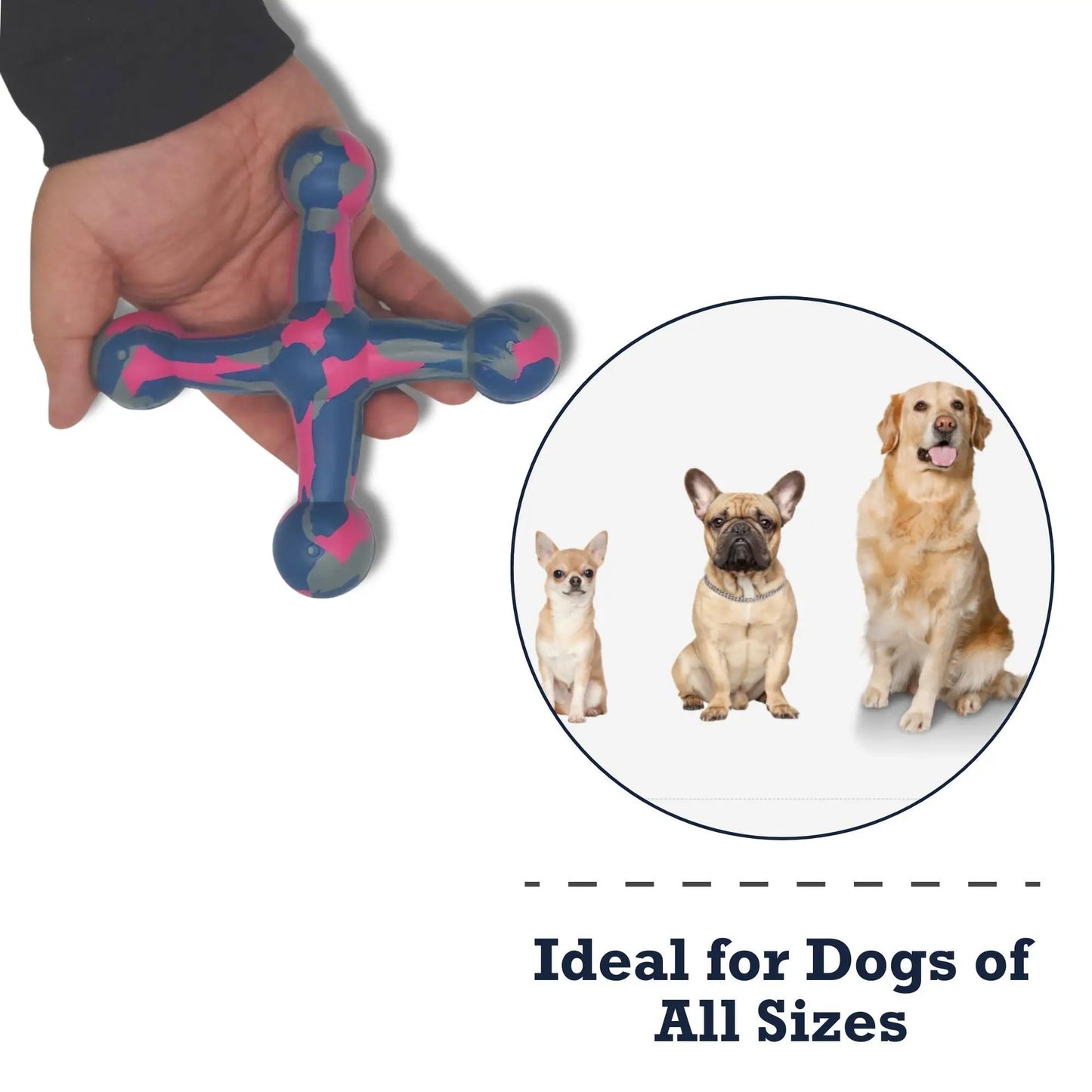Natural Rubber Jack Dog Toy blue pink camo chew toy for dogs on Tampa Home & Garden Store