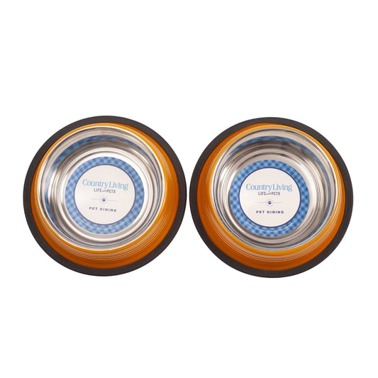 Country Living Set of 2 Ribbed Non-Slip Pet Bowls – Golden Yellow - Tampa Home & Garden Store