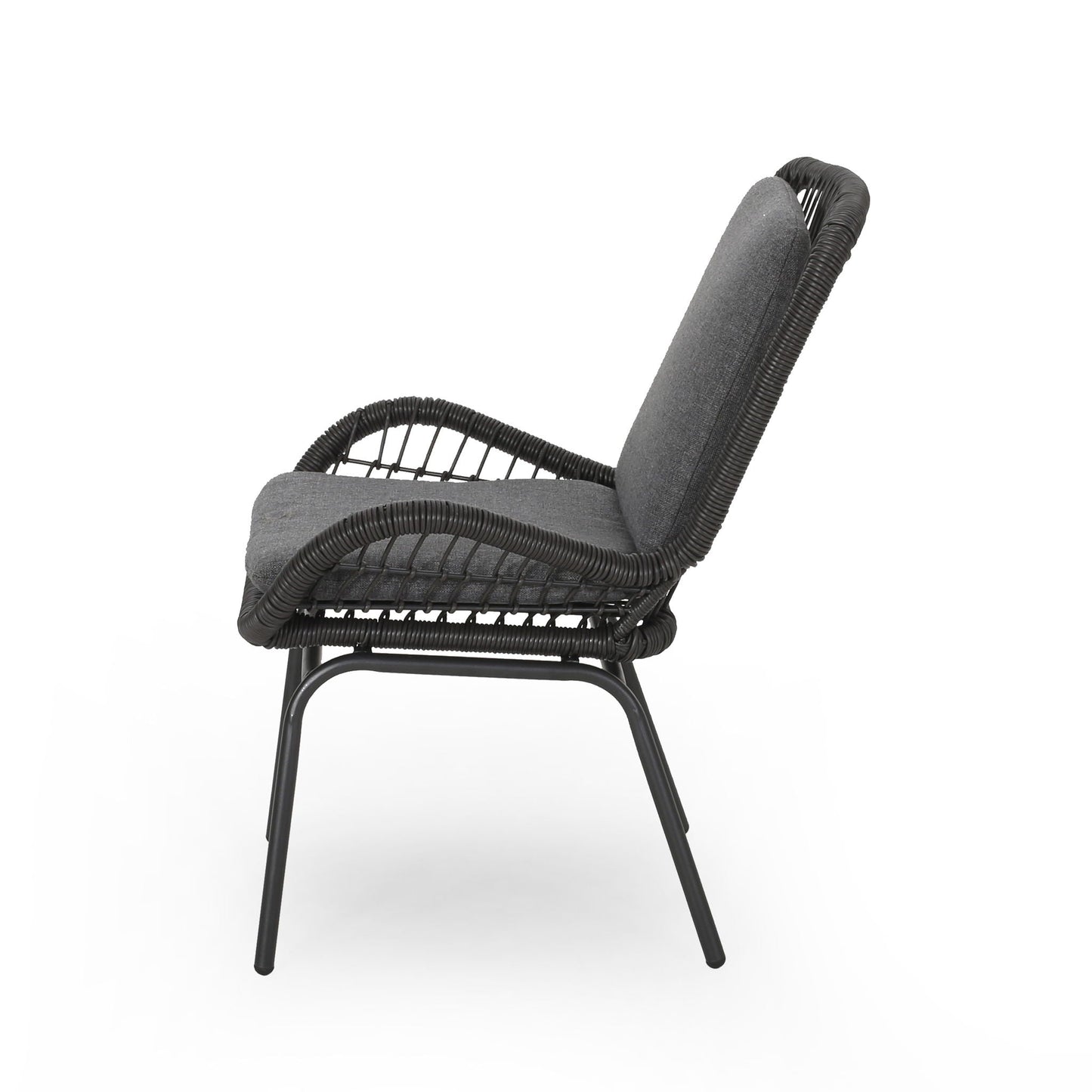 Outdoor Wicker Club Chair With Cushions Set of 2, gray cushions, wicker frame HouseOfZazla on Tampa Home & Garden Store