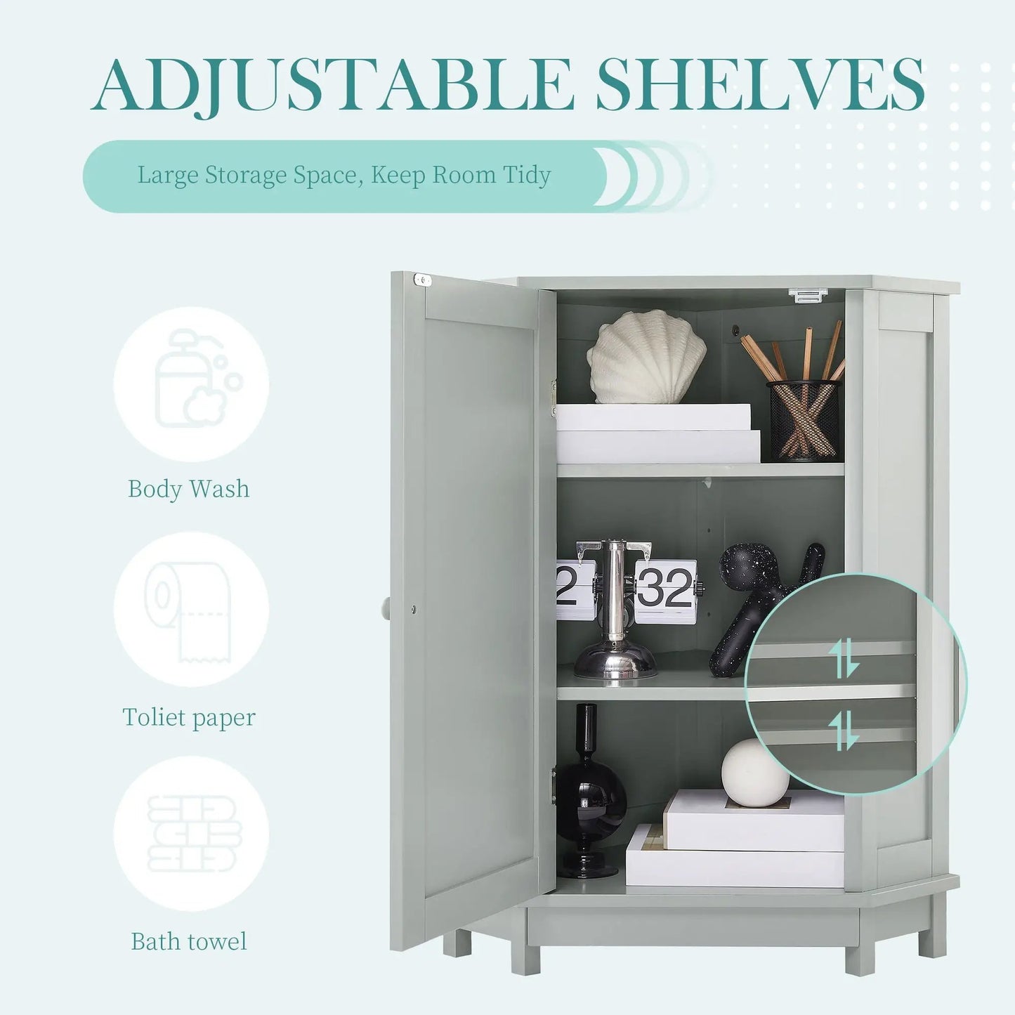 Triangle corner bathroom cabinet with adjustable shelves gray finish by Unique Piece Furniture on Tampa Home & Garden Store