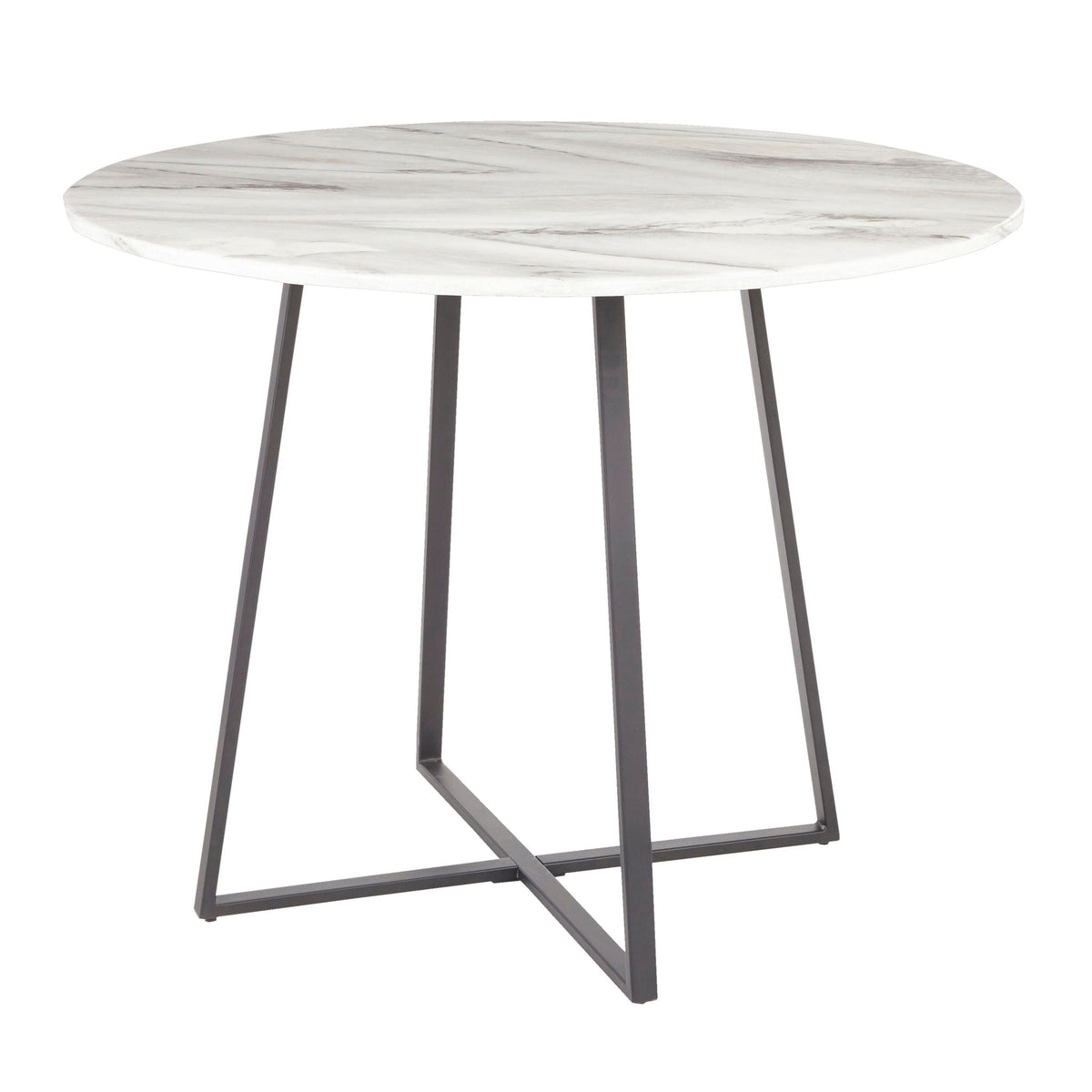 Contemporary Glam round marble dining table by HouseOfZazla with white top and black legs on Tampa Home & Garden Store