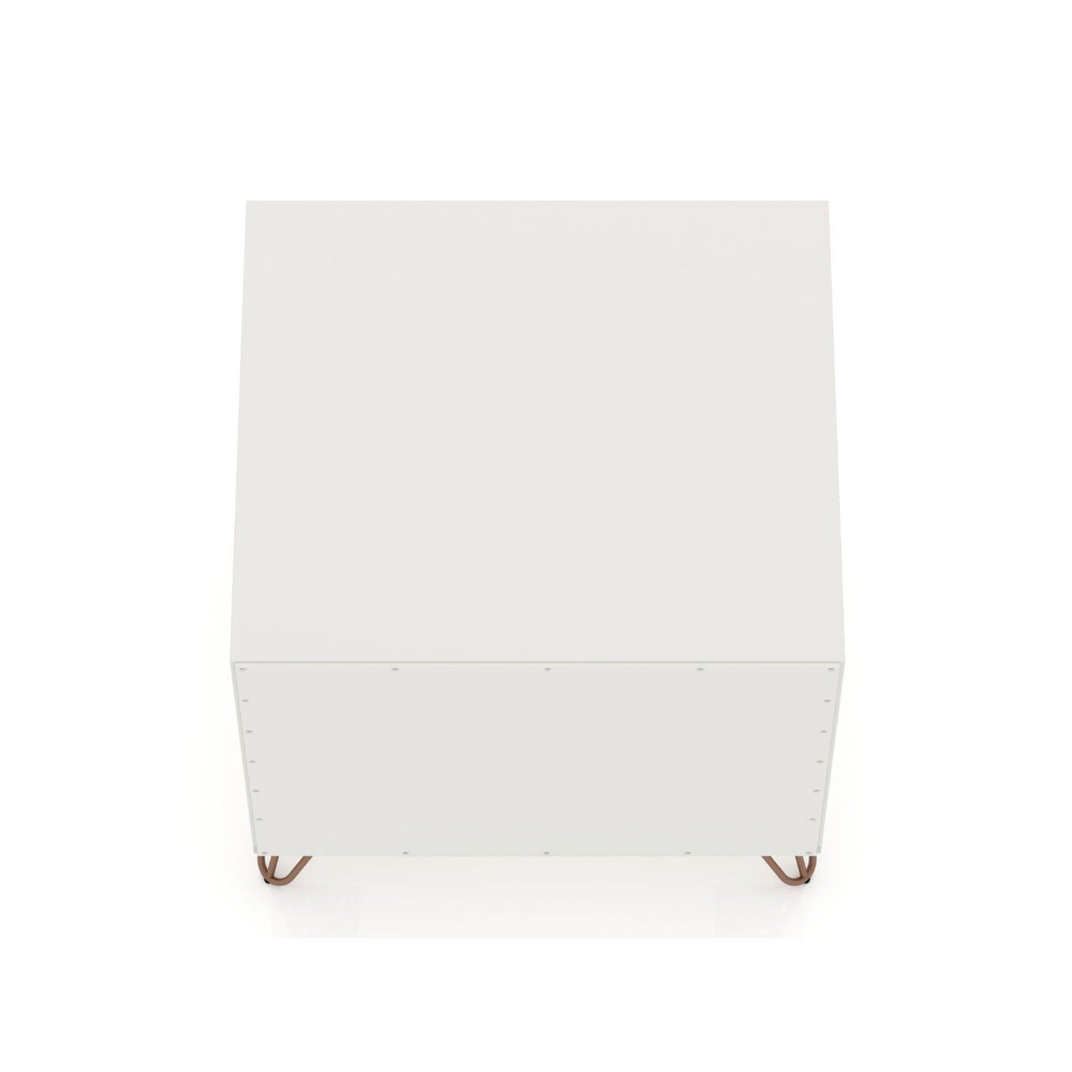 Rockefeller white nightstand by HouseOfZazla with 1 drawer and copper metal legs on Tampa Home & Garden Store