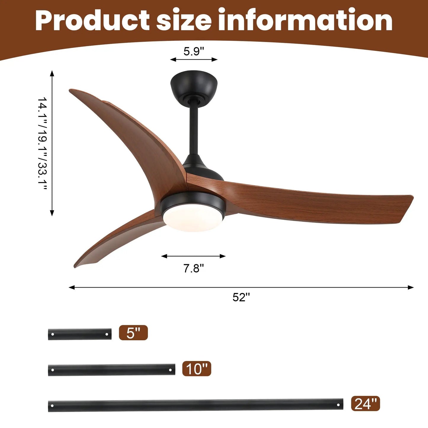 Ceiling fan with 3 blades, black motor by Unique Piece Furniture on Tampa Home & Garden Store