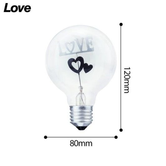 Stevvex Edison bulb night light ST50 with Love decor and heart filament, daylight white on Tampa Home & Garden Store