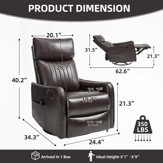 Brown faux leather heat massage manual recliner chair by HouseOfZazla on Tampa Home & Garden Store