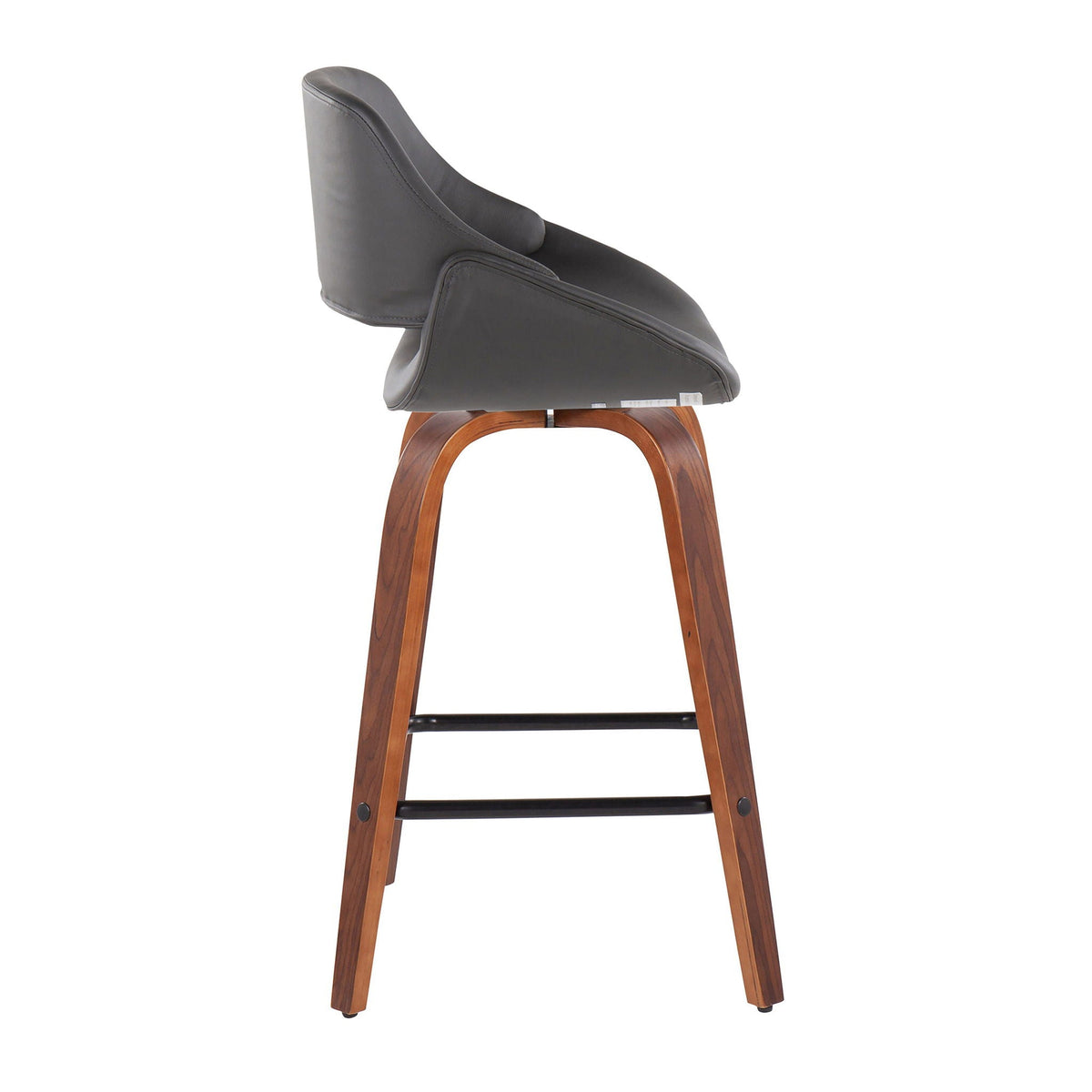 Fabrico mid-century counter stools set of 2, gray faux leather, wood curved legs on Tampa Home & Garden Store
