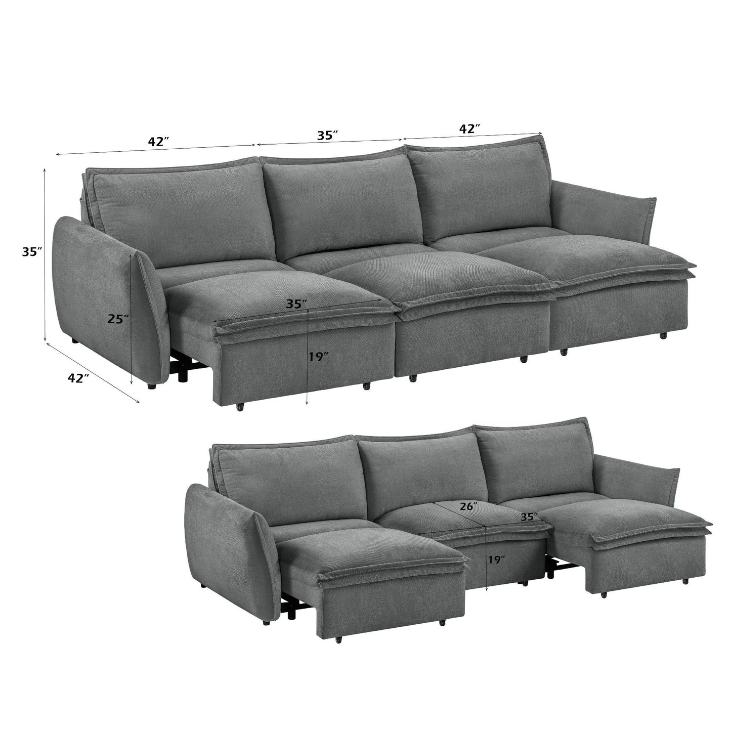 Eaden Gray Power Sofa and Full Foam Sleeper