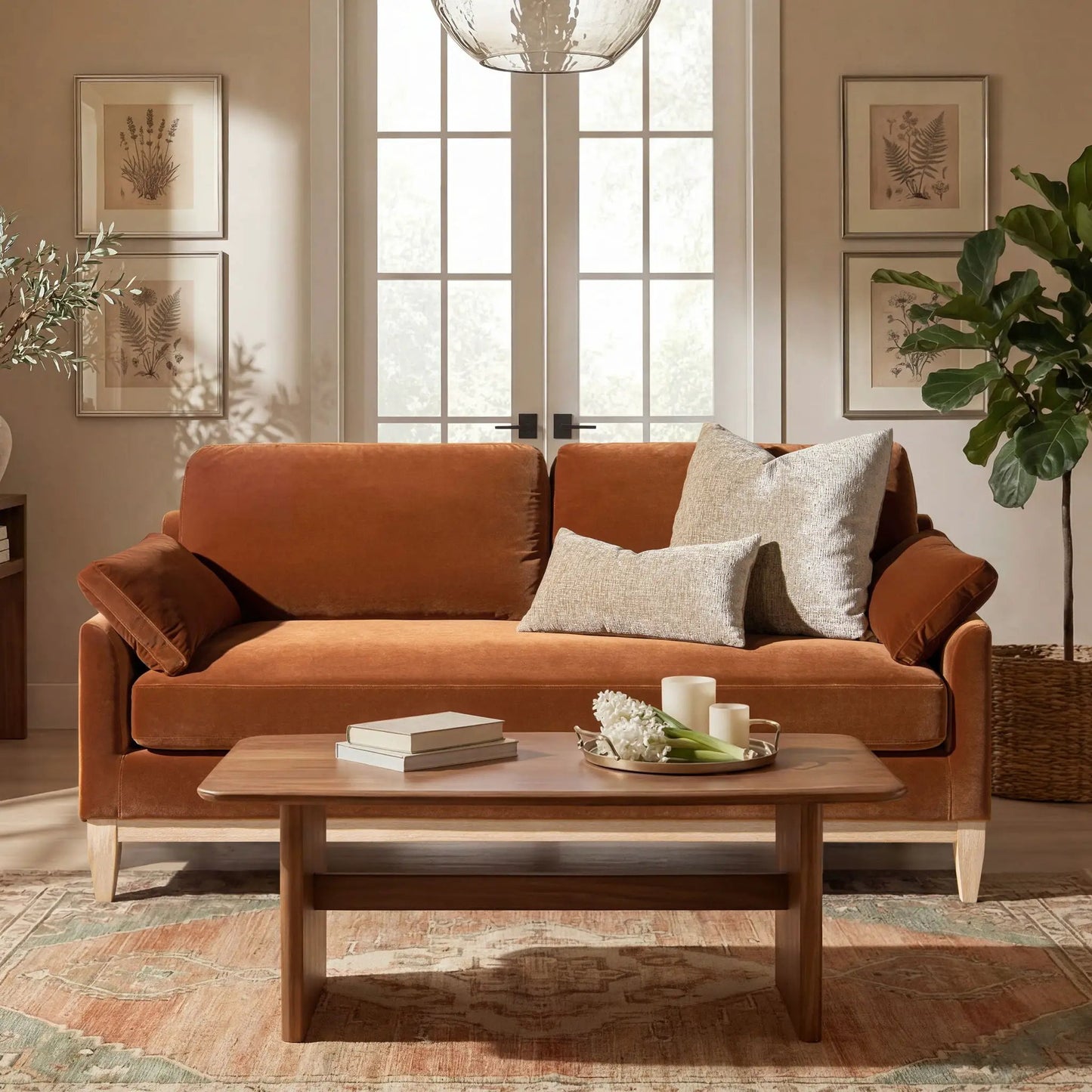 Pasadena Modern Farmhouse Sofa with Rubberwood