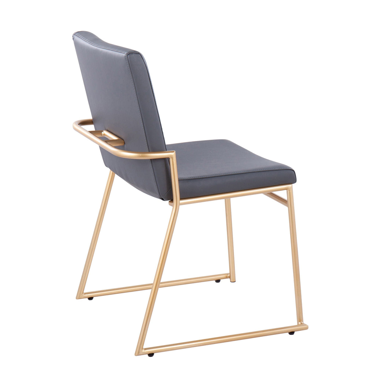Dutchess Contemporary Dining Chair Set with Metal Frame dark gray upholstery and gold legs on Tampa Home & Garden Store