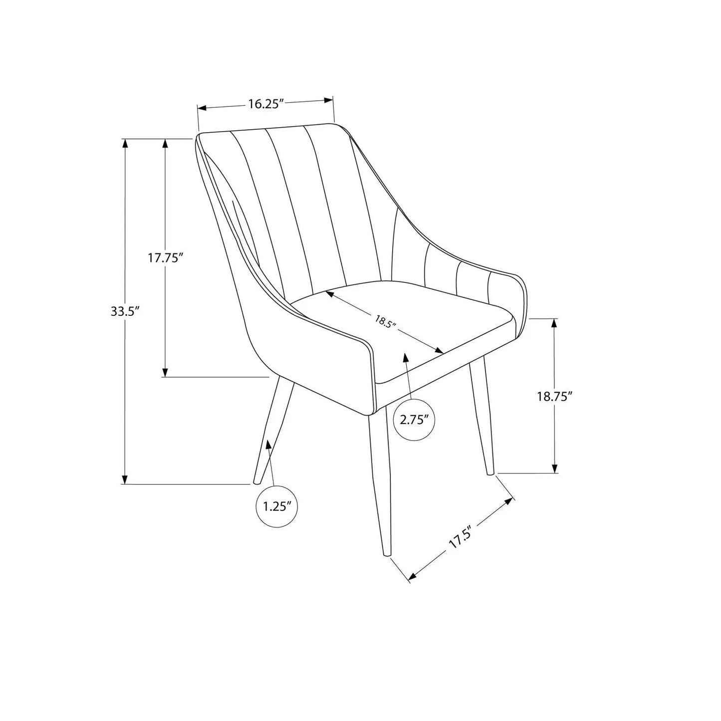 Upholstered Side Dining Chair set of 2 with curved back and slim legs Unique Piece Furniture on Tampa Home & Garden Store