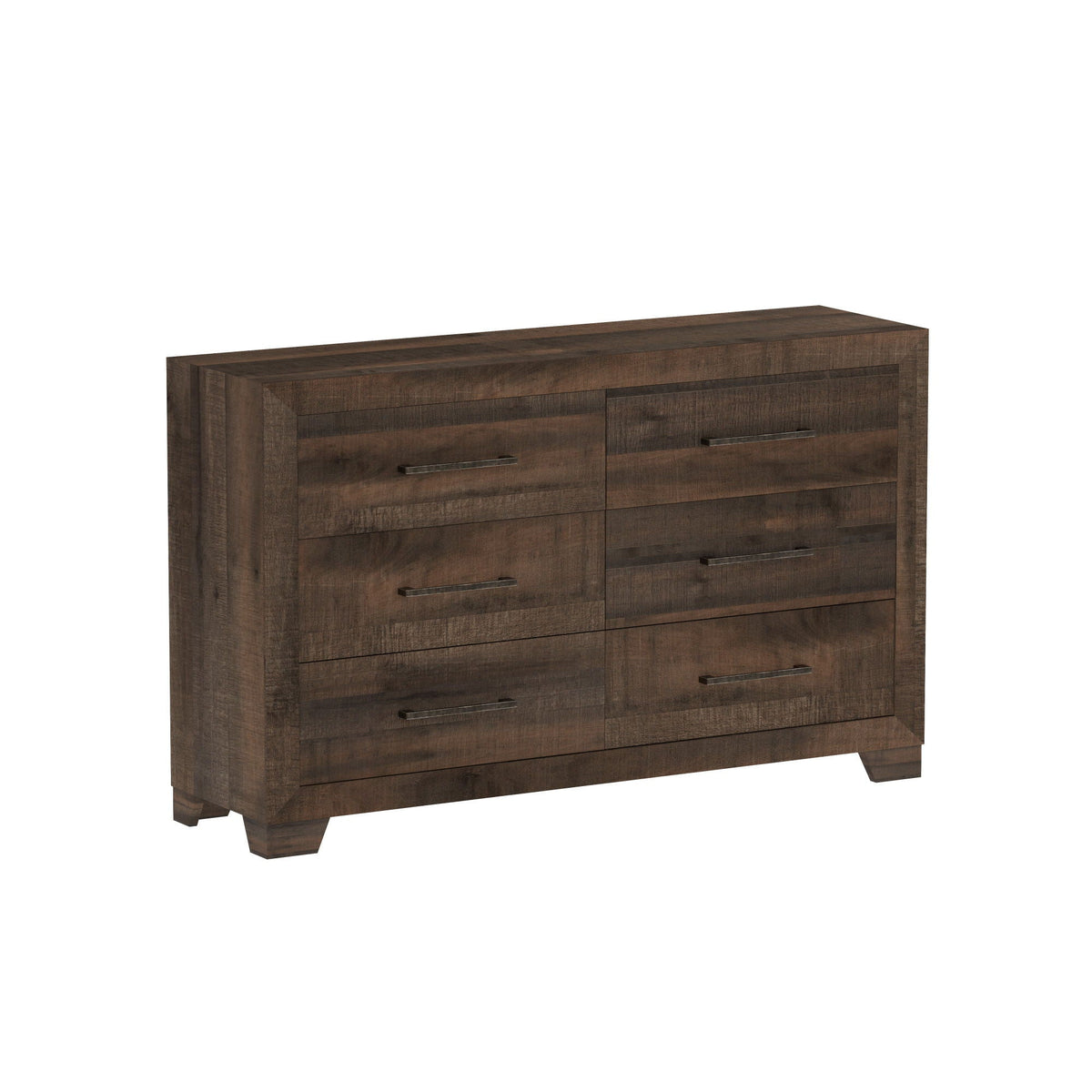 6-Drawer wooden dresser in brown with dark wood grain and metal handles on Tampa Home & Garden Store