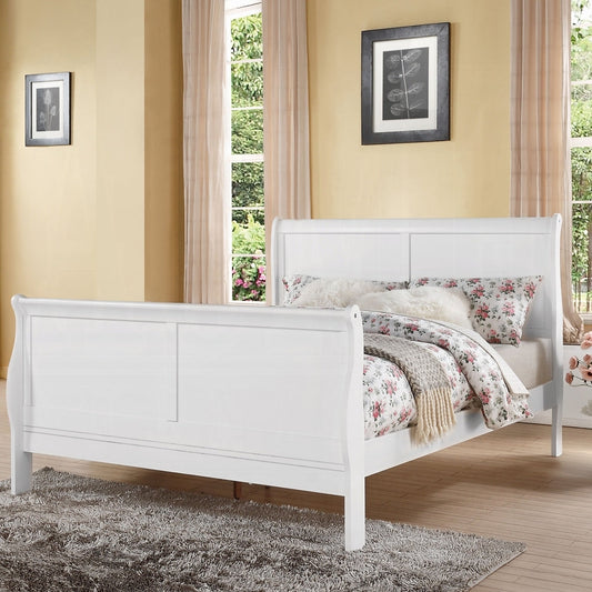 Louis Philippe III White Finish Queen Bed with paneled headboard and footboard on Tampa Home & Garden Store