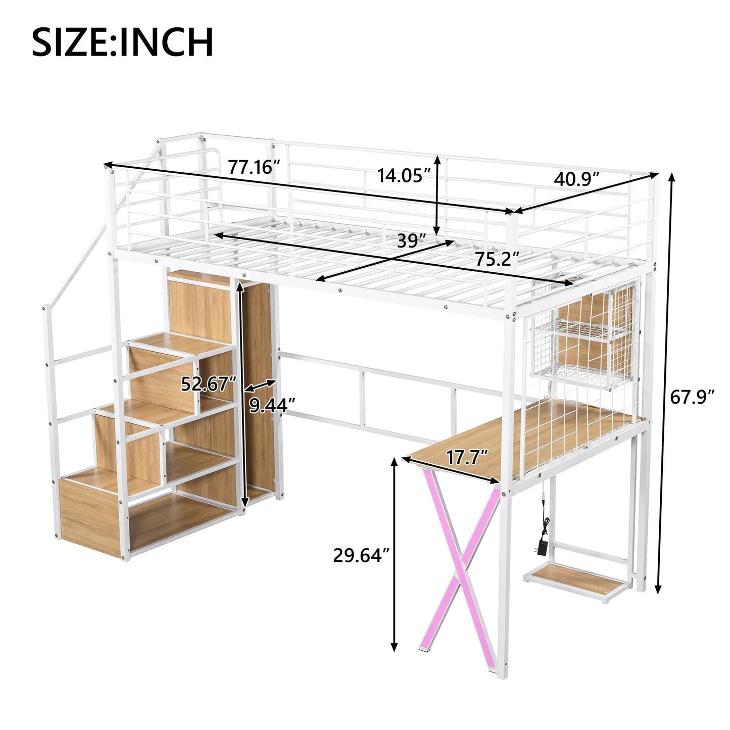 Loft Bed With Built In Workstation and Wardrobe