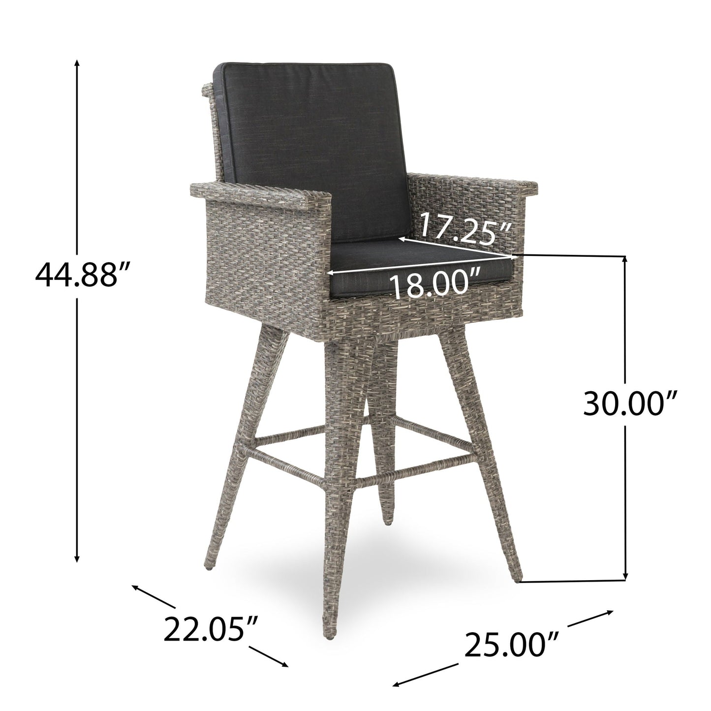 Outdoor Rattan Swivel Barstool And Black Cushion