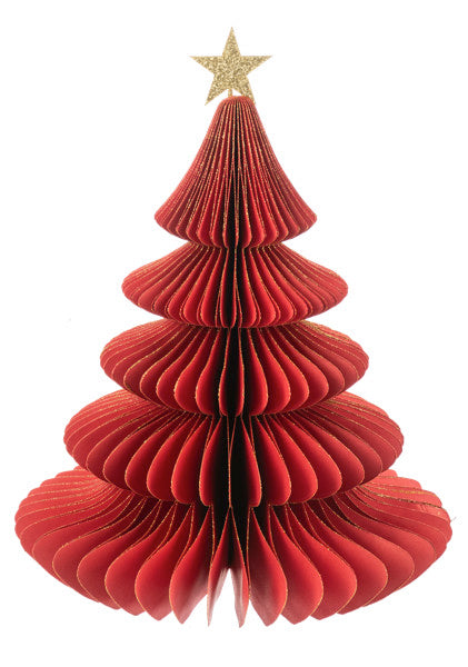 Foldable paper Christmas tree 10 inch red honeycomb star topper Country Christmas Loft on Tampa Home & Garden Store