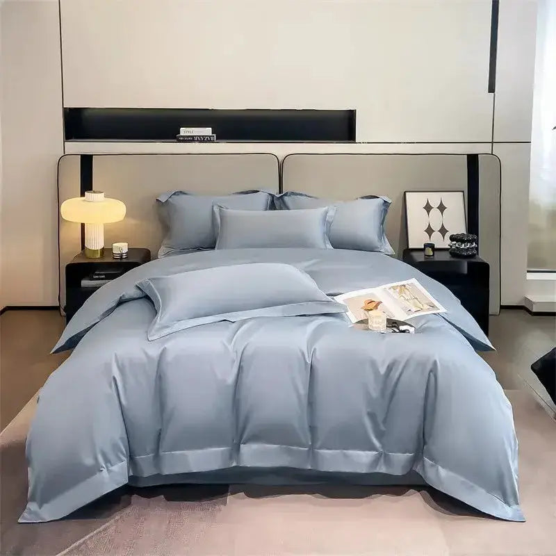 Decorbites 1000TC Egyptian cotton duvet cover set in light blue with matching pillowcases on Tampa Home & Garden Store