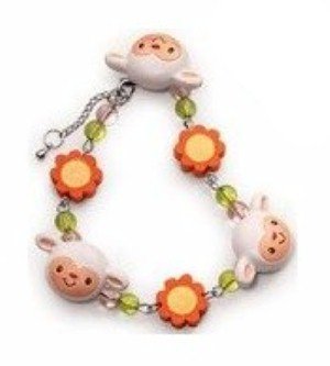 Charming Egg Bracelet with Chick charms featuring 2 chicks, orange beads and green spacers on Tampa Home & Garden Store