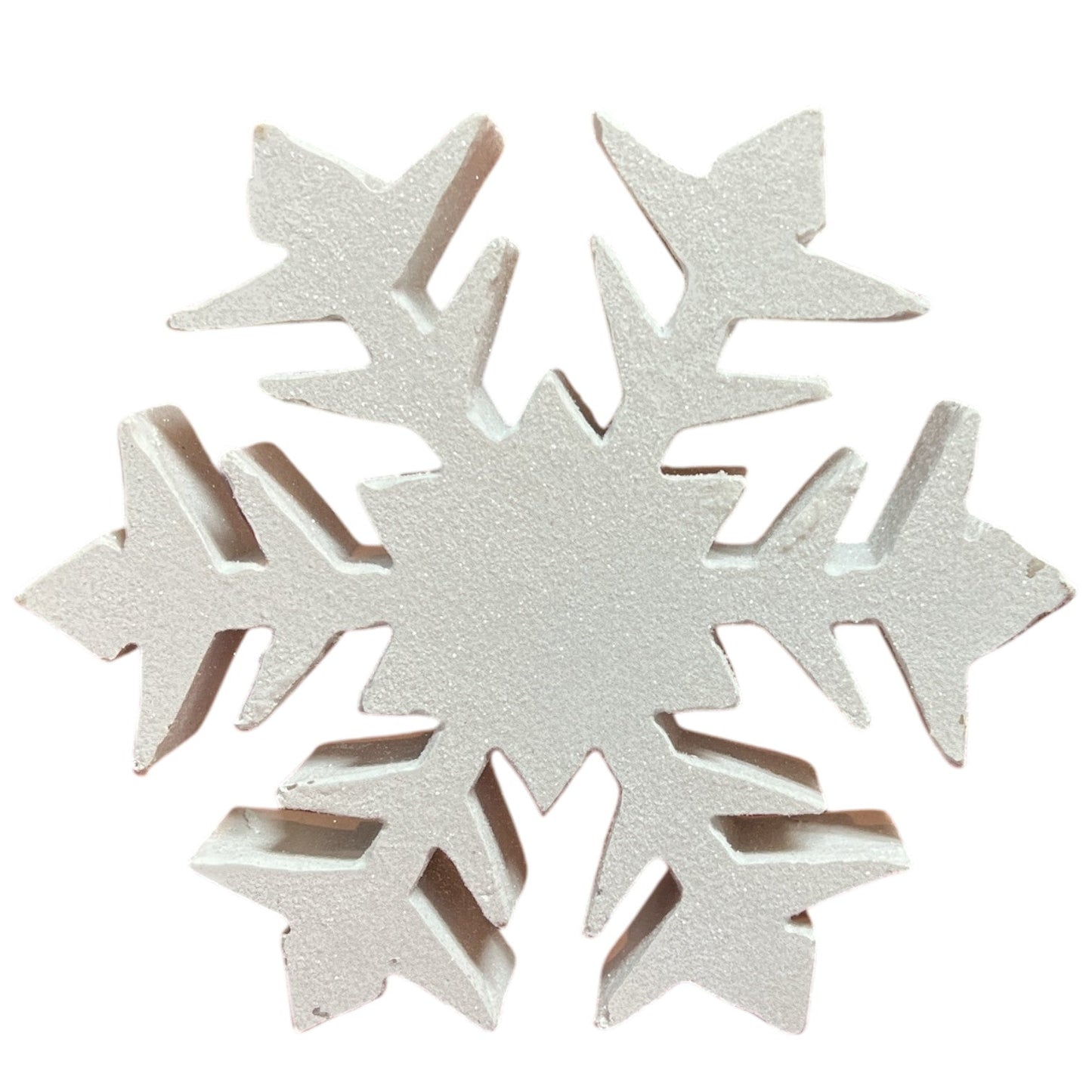 Resin snowflake shelf sitter 6-inch solid center glitter finish by The Country Christmas Loft on Tampa Home & Garden Store