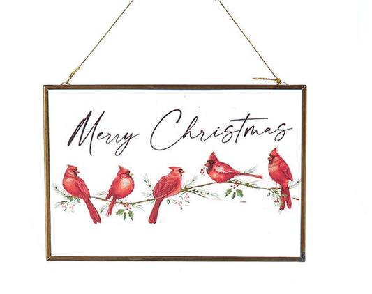 Glass Plate With Cardinal Ornament - - Tampa Home & Garden Store