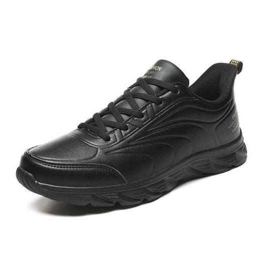 Stevvex men's black waterproof winter boots with lace-up front and chunky non-slip rubber sole on Tampa Home & Garden Store