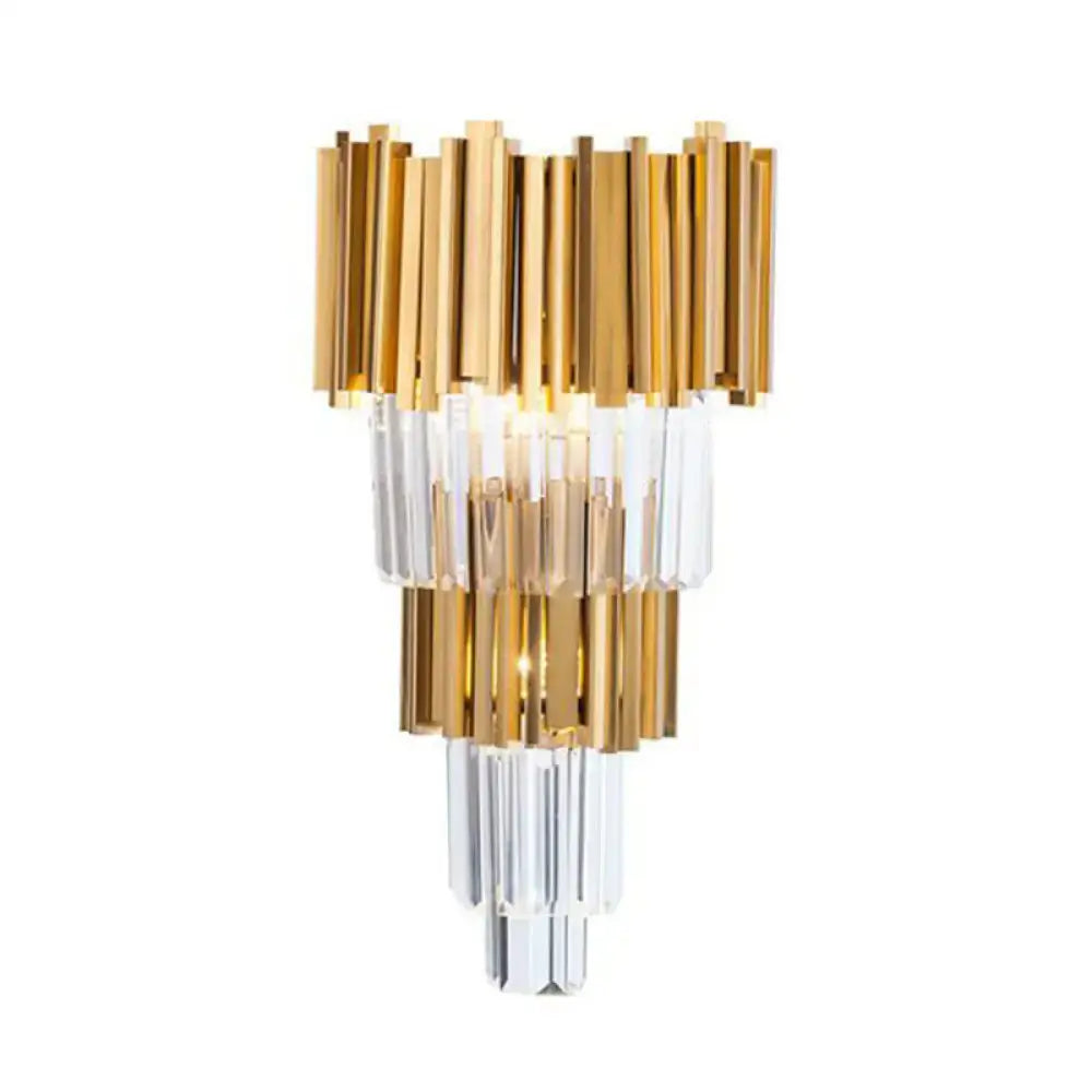 Wall sconce Decorbites gold crystal prism with stacked rectangular prisms for living room on Tampa Home & Garden Store