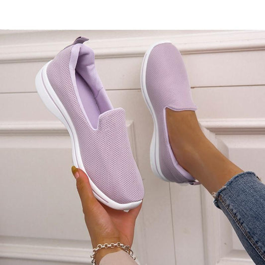 Elegant lavender breathable mesh slip-on espadrille sneakers for casual walking, 2 shown on Tampa Home & Garden Store