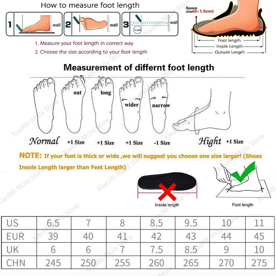 Stevvex Elegant Sport Mens Sneakers size chart and foot-length guide with US/EUR/UK/CHN tables on Tampa Home & Garden Store