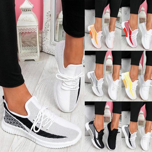 Stevvex Elegant Sport women's sneakers white mesh lace-up walking shoe anti-slip sole on Tampa Home & Garden Store