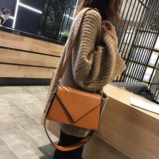 Stevvex crossbody bag tan PU leather envelope flap with adjustable strap on Tampa Home & Garden Store