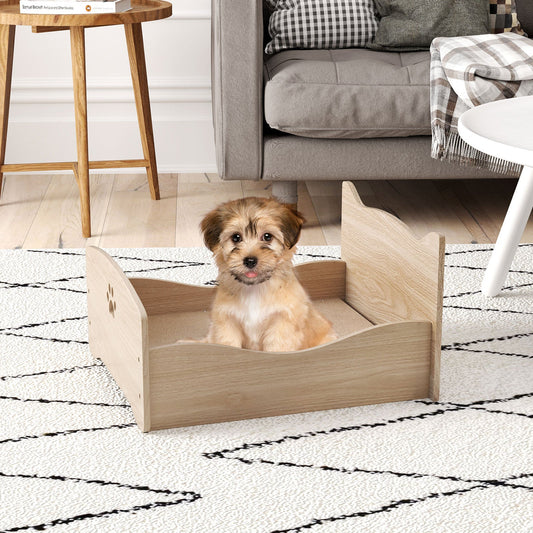 Elevated Pet Bed Frame with Rails and Cute Headboards-Walnut - Tampa Home & Garden Store
