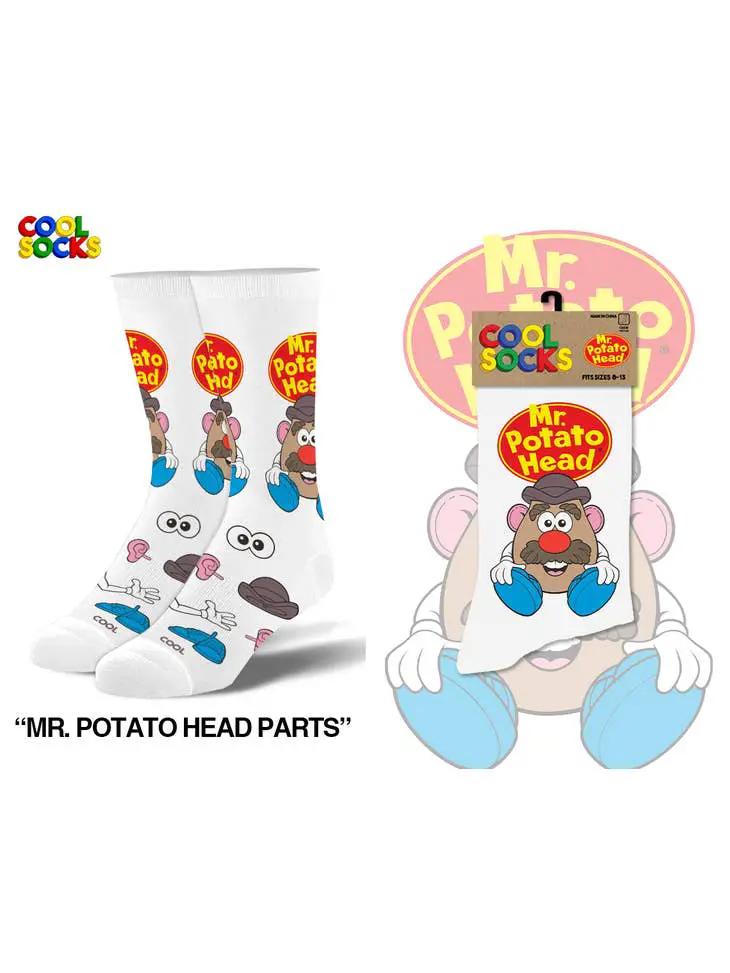 Mr Potato Head Crew Socks white with cartoon Mr Potato Head print by Country Christmas Loft on Tampa Home & Garden Store