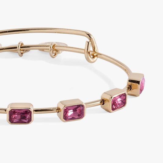 October Birthstone emerald-cut pink gemstone bangle by ALEX AND ANI in rose gold on Tampa Home & Garden Store