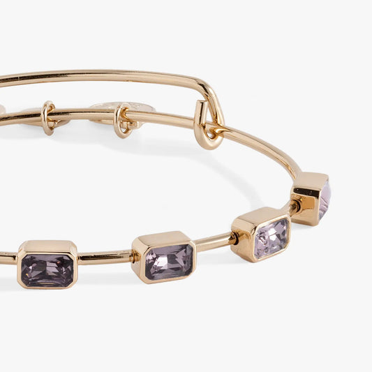 June Birthstone Emerald Cut Bangle by ALEX AND ANI, rose-gold tone bracelet with purple stones on Tampa Home & Garden Store