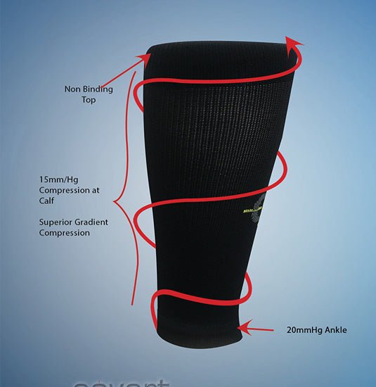 Enduro Compression Sleeve black calf-length activewear sock with gradient 15–20mmHg on Tampa Home & Garden Store