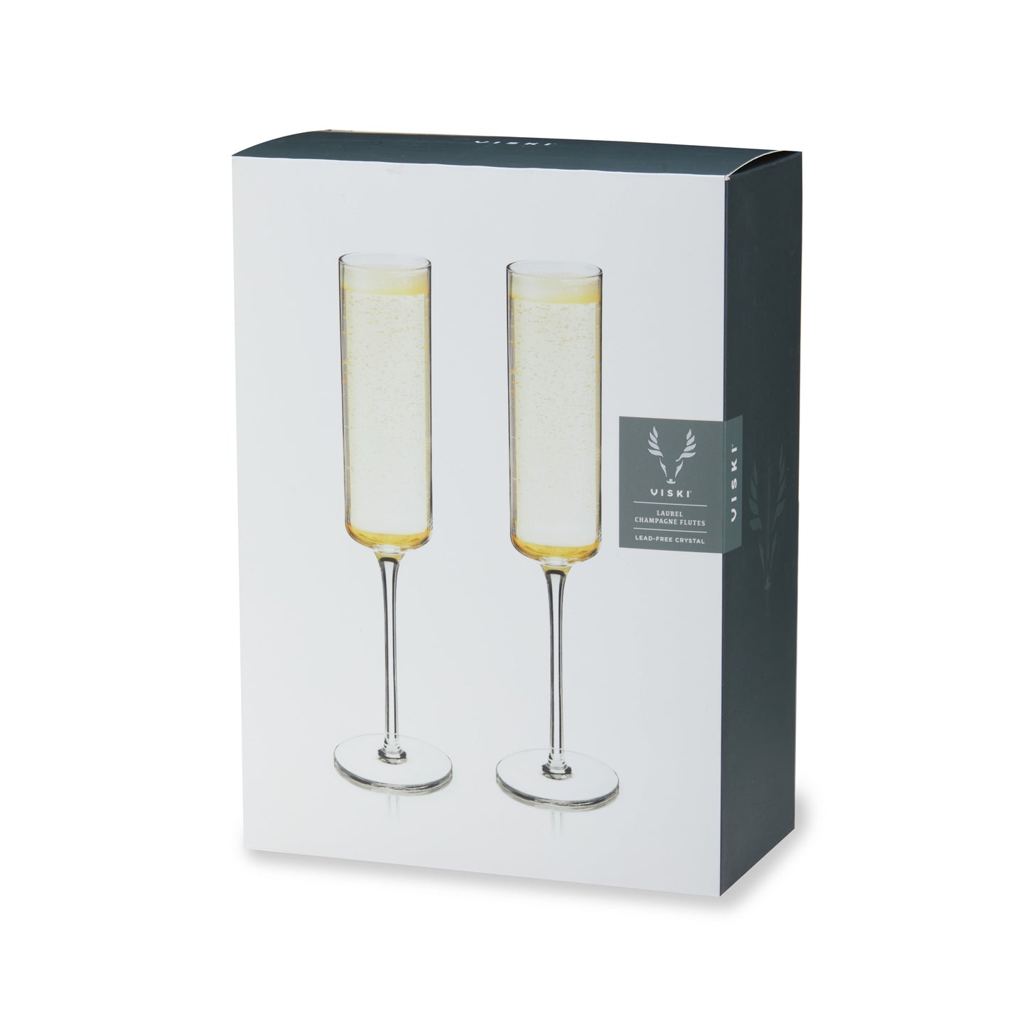 Square Lead Crystal Champagne Flute Set of Two