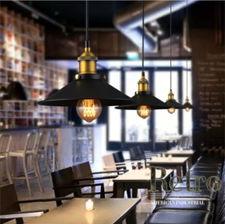 Iron Chandelier LED Lamp with black iron shade and brass accents Decorbites pendant lights on Tampa Home & Garden Store