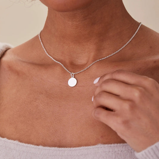 Small Circle Charm Necklace, 19'' two-layer silver chain with round pendant, ALEX AND ANI on Tampa Home & Garden Store