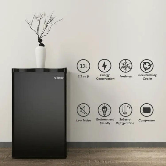 DirectDeals 3.2 cu ft mini dorm refrigerator in black, compact for small spaces on Tampa Home & Garden Store