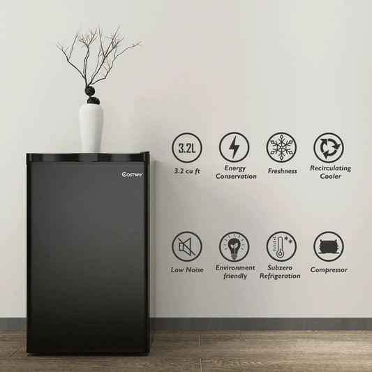 Costway 3.2 cu ft black mini dorm refrigerator with freezer on Tampa Home & Garden Store