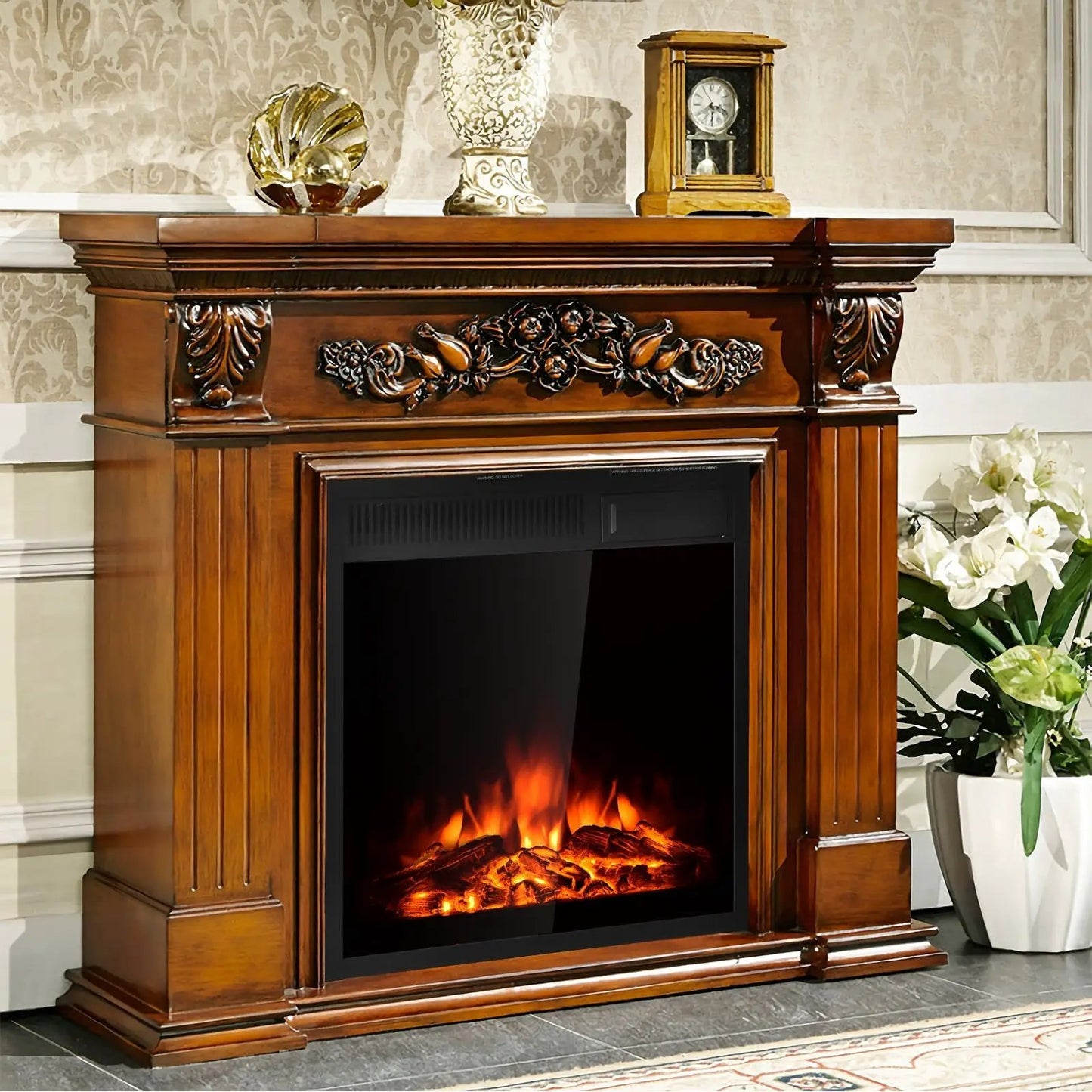 22.5 Inch Electric Fireplace Insert Freestanding and Recessed Heater - Tampa Home & Garden Store