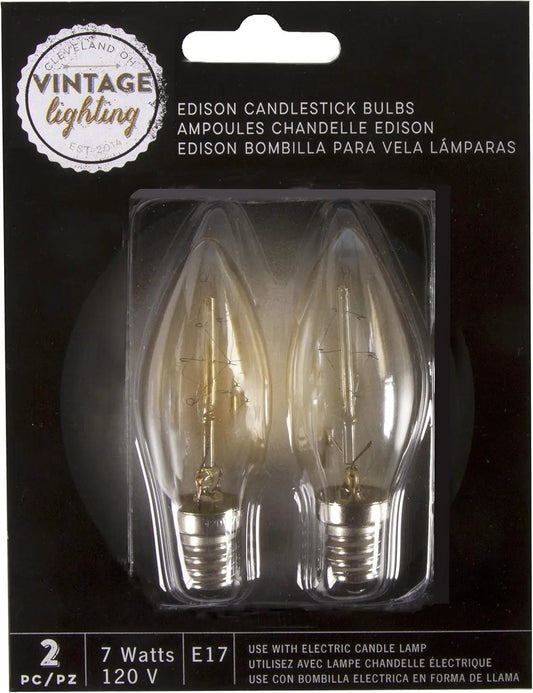 Edison Candlestick Bulbs E17 two-pack clear 120V incandescent by Country Christmas Loft on Tampa Home & Garden Store