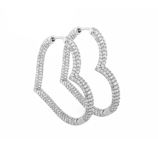 Glamour Pave 925 Earrings by Lauren G Adams, pave crystal sterling silver hoops on Tampa Home & Garden Store