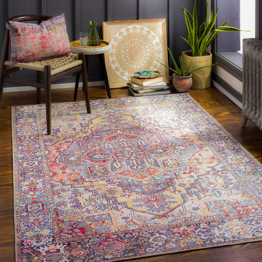 Neyland Iris Area Rug 2358 medallion pattern in multicolor blues pinks beiges on Tampa Home & Garden Store