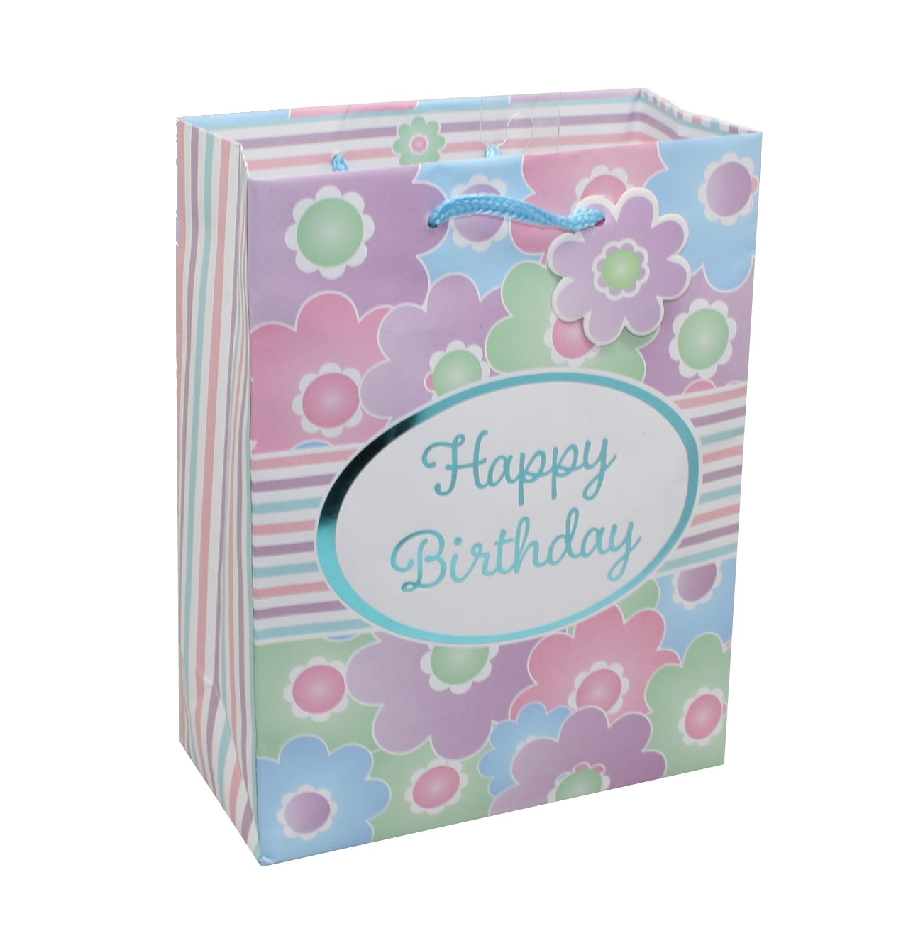 Bolsa de regalo de cumpleaños con flores pastel