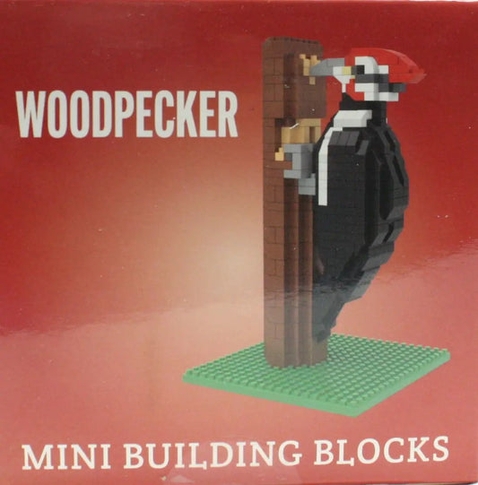 Mini Building Blocks Woodpecker Kit 450 Pieces brown trunk on green base plate on Tampa Home & Garden Store
