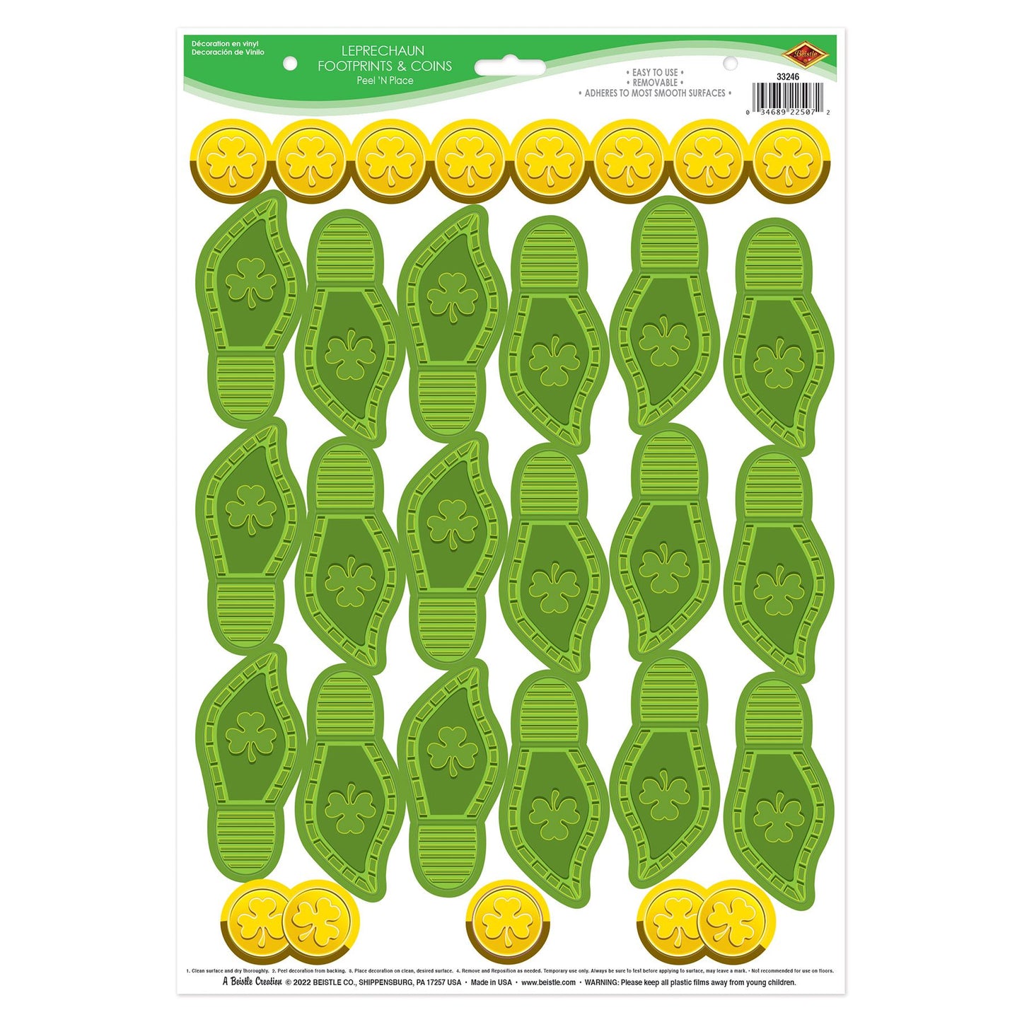 Leprechaun Footprint and Coin Peel and Place