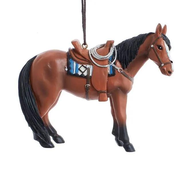 Western Horse Ornament dark brown horse with saddle and tack for Christmas tree decor on Tampa Home & Garden Store