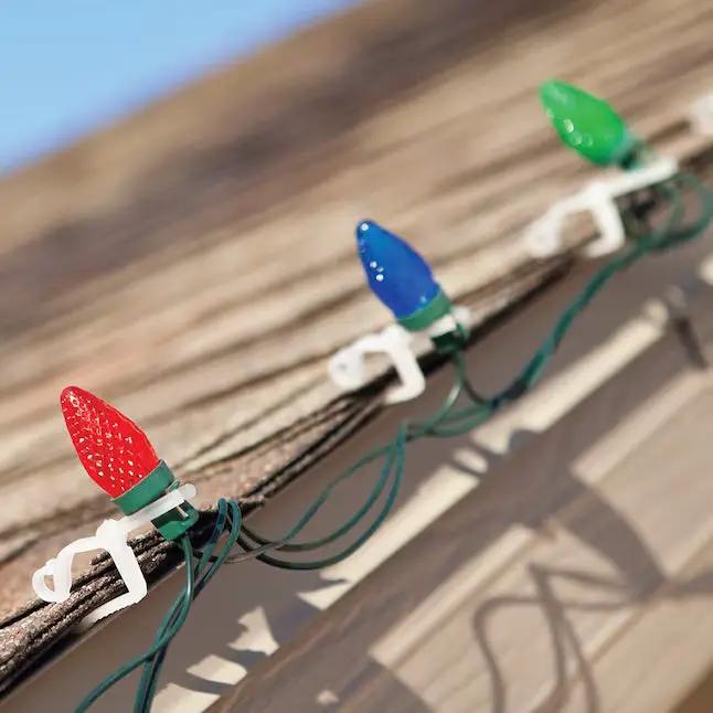 100-pack plastic light hanging kit for holidays with white clips and multicolor bulbs on Tampa Home & Garden Store