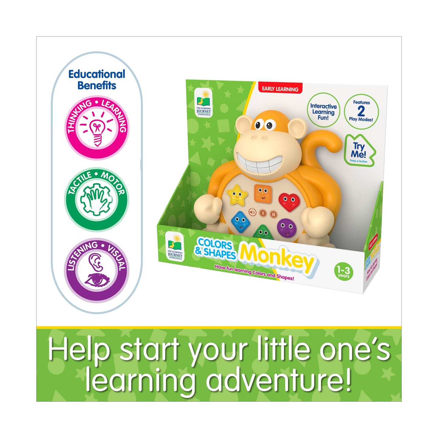 Color and Shapes Monkey toy by The Learning Journey with color-shape buttons ages 1–3 on Tampa Home & Garden Store