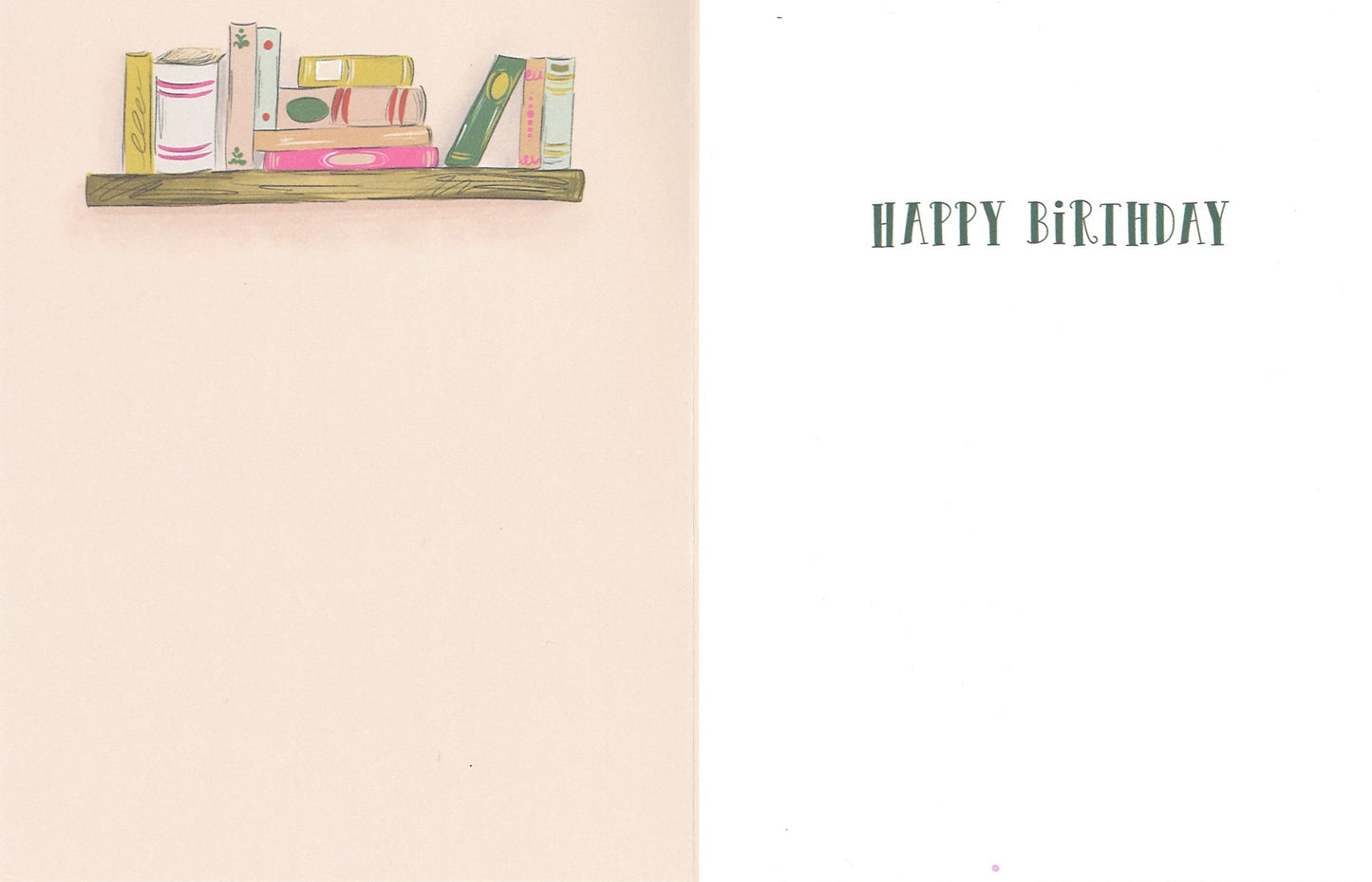 Notion Literarily the Best Birthday Card with pastel bookshelf and books beside a white panel on Tampa Home & Garden Store